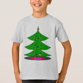 Camiseta Jingle Claws Whimsical Christmas Tree & Train