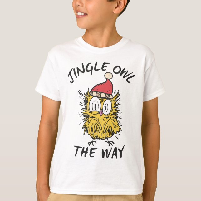 Camiseta Jingle Owl do jeito que Papais noeis Engraçados Co (Frente)