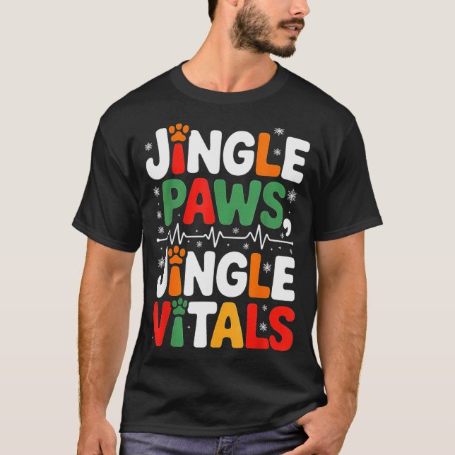 Camiseta Jingle Paws Jingle Vitals Funny Vet Nurse Xmas  (Frente)