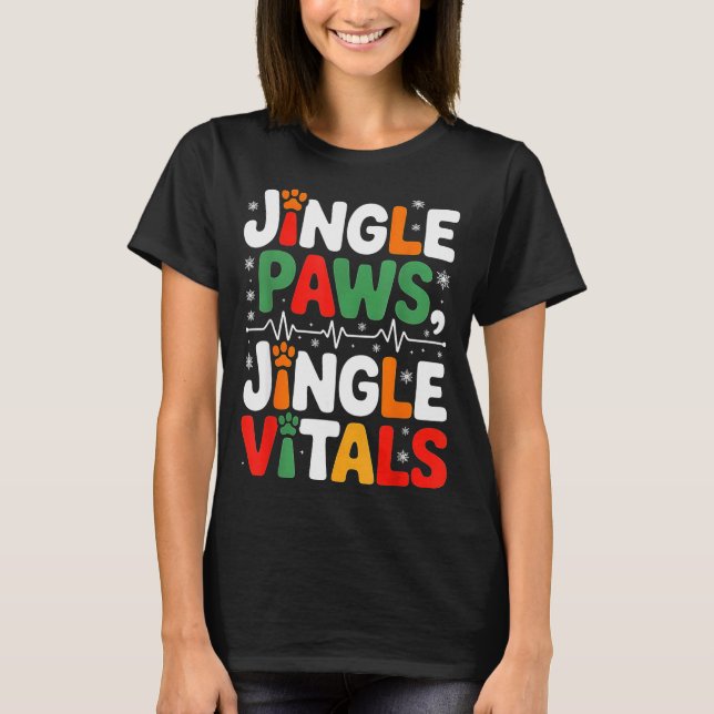 Camiseta Jingle Paws Jingle Vitals Funny Vet Nurse Xmas  (Frente)