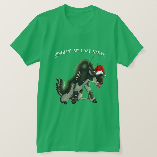 Camiseta Jinglin' My Last Nerve Angry Reindeer Funny Horror (Frente do Design)