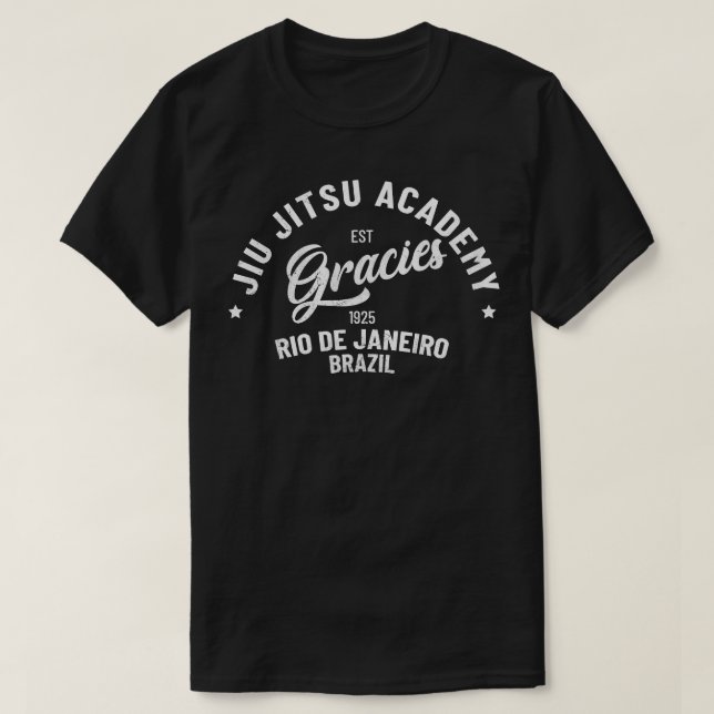 Camiseta Jiu Jitsu Academy Gracies Rio de Janeiro Brasil (Frente do Design)