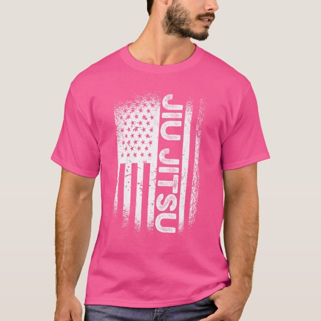 Camiseta Jiu Jitsu - Bandeira Americana Ju Jitsu Men Ki (Frente)