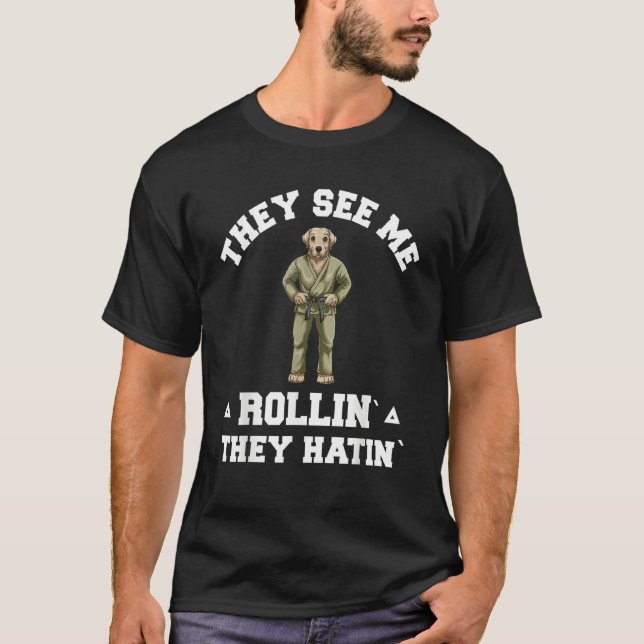 Camiseta Jiu Jitsu Rollin   BJJ Grappling Dog (Frente)