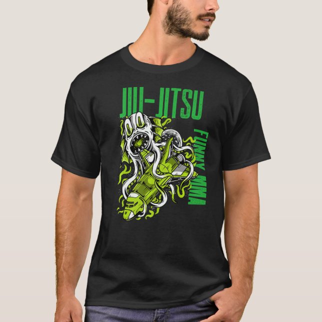 Camiseta Jiu Jitsu Space Monster Rocket Ship Grapple Mma Fi (Frente)