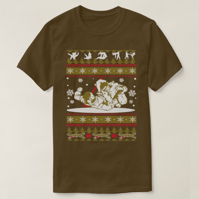 Camiseta Jiu Jitsu Ugly Sweater, Feliz de festas felizes (Frente do Design)