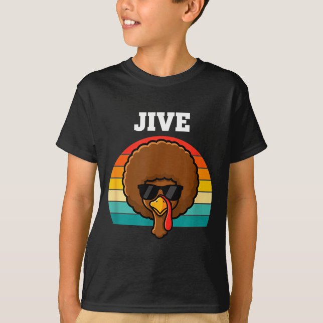 Camiseta Jive Turkey Afro Retro 70s Thanksgiving Turkey Day (Frente)