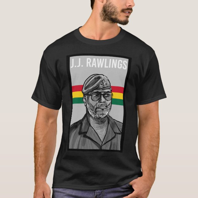 Camiseta JJ Rawlings Ghana desenhando T-Shirt clássico (Frente)
