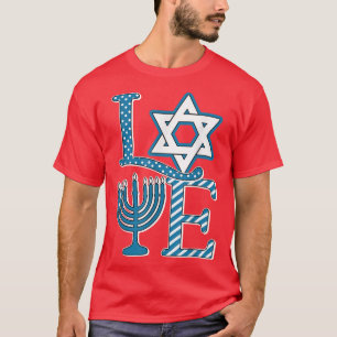 Camiseta JLb Ama Hanukkah Happy Hanukkah Menorah Jewish L