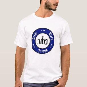 Camiseta JMJ: Jesus, Maria, Logotipo Joseph (Azul)