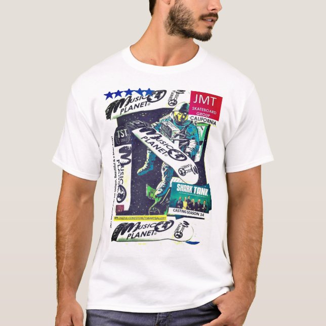 Camiseta JMT SKATEBOARD MUSIC PLANET (Frente)
