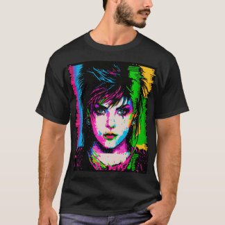 Camiseta Joan Jett Homage Rainbow Neon Rock Star T-Shirt