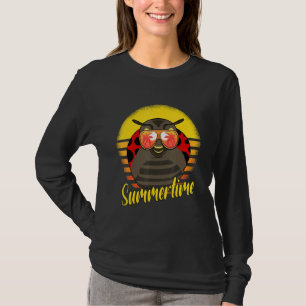 Camiseta Joaninha de Verão Retro Por do Sol Férias na Praia