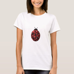 Camiseta Joaninha vermelha escura com brilho falso faisca
