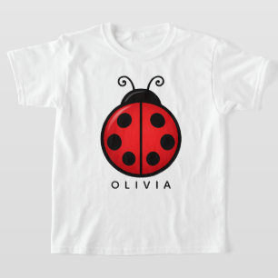 Camiseta Joaninha Vermelha Fofa Arte Gráfica com Nome Perso