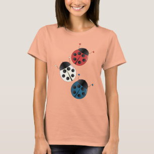 Camiseta Joaninhas brancos e azuis vermelhos