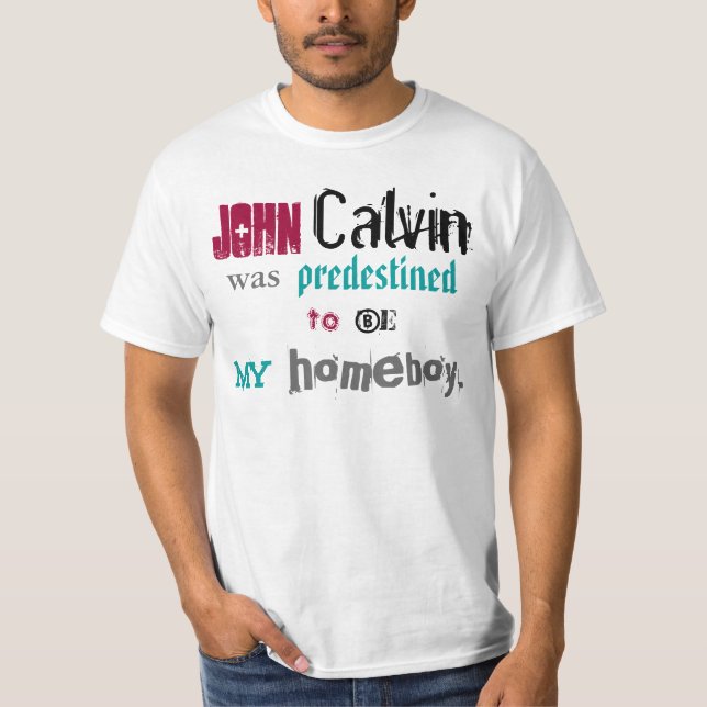 Camiseta João Calvino, ficar em casa (Frente)