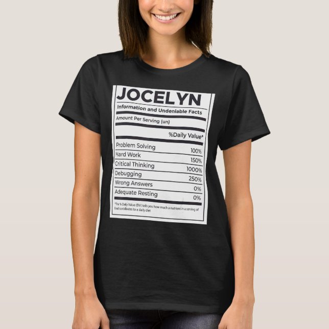 Camiseta Jocelyn Nutrition Information Problem Solving Har (Frente)