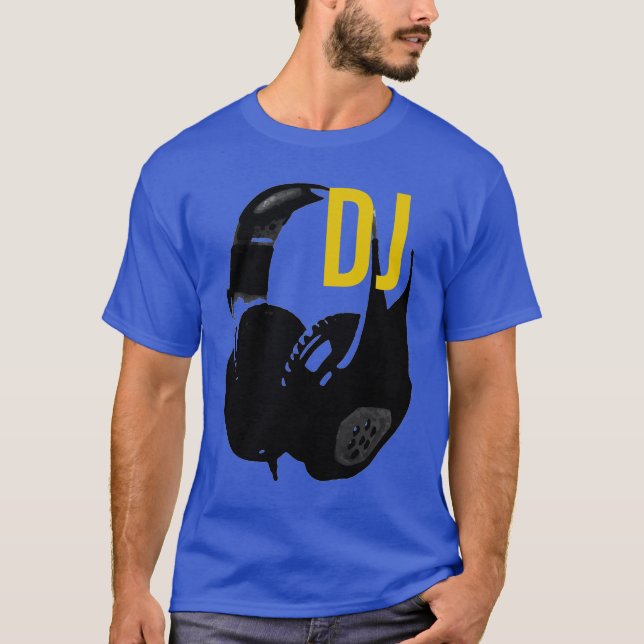 Camiseta Jockey de Disco DJ com Pop de Auscultadores (Frente)