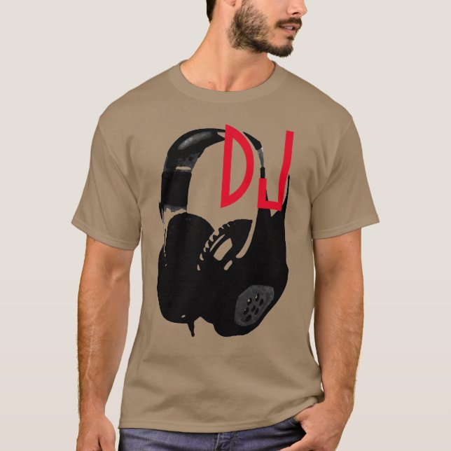 Camiseta Jockey de Disco DJ com Pop de Auscultadores (Frente)
