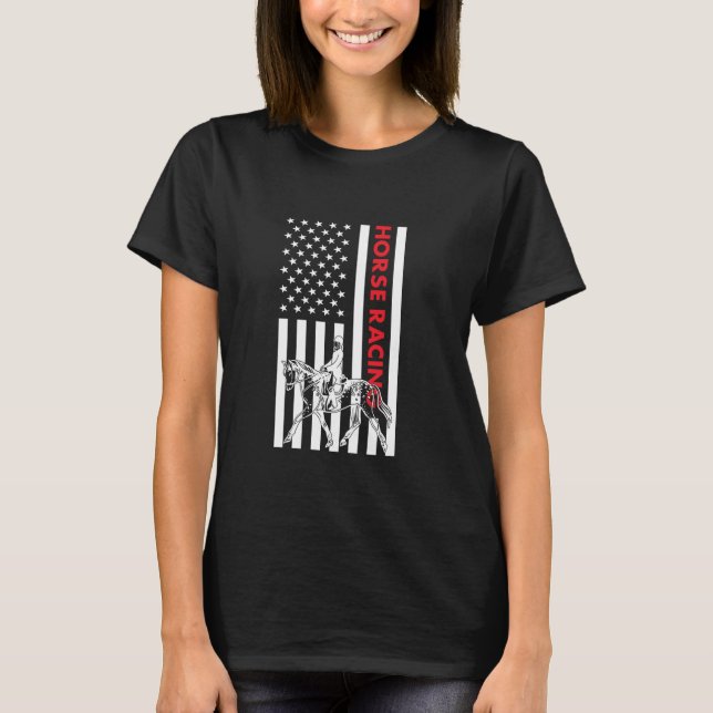 Camiseta Jockey Us Flag Horse Racing (Frente)