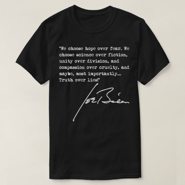 Camiseta Joe Biden 2020 President  Truth over Lies  (Frente do Design)