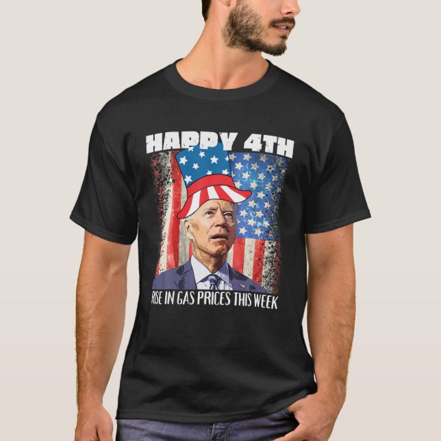 Camiseta Joe Biden Confusa Preços Do Gás No Dia 4 De Julho  (Frente)