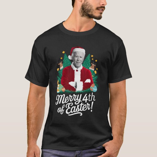 Camiseta Joe Biden Papais noeis De Natal Feliz 4º De Páscoa (Frente)