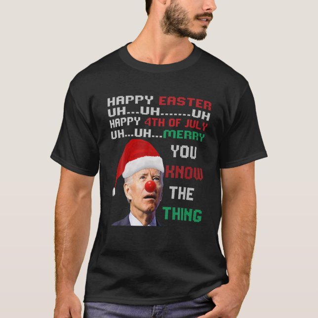 Camiseta Joe Biden Ugly Christmas Sweater Para Homens (Frente)