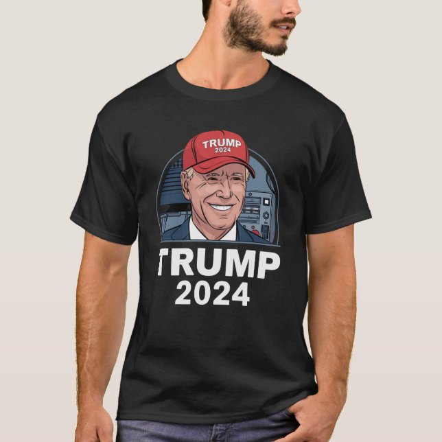 Camiseta Joe biden Vestindo Um Chapéu De Trump (Frente)