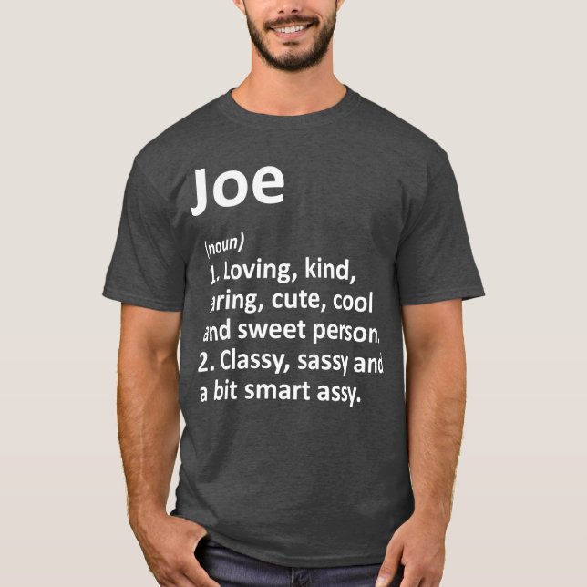 Camiseta JOE Definição Nome Personalizado Funny Aniversário (Frente)