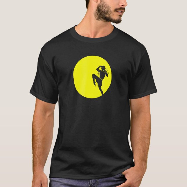 Camiseta Joelho Voador Tailandês Boxing Lua Cheia Para Comb (Frente)
