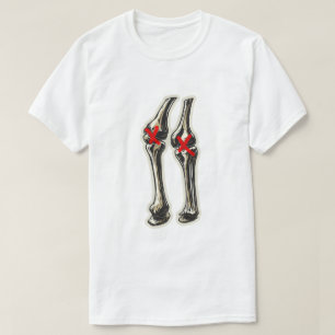 Camiseta Joelhos Ruins – Ilustração Divertida de Esqueleto
