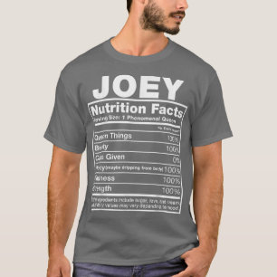 Camiseta Joey Nutrition FactsJoey Name Birthday