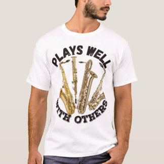 Camiseta Joga Bem Com Outros - Saxofone