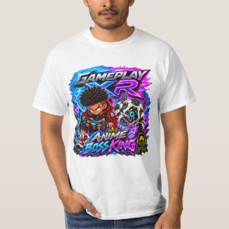 Camiseta Jogabilidade XR Anime Chefe Rei Chibi Jogador Gráf
