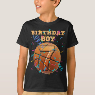 Camiseta Jogada de basquete com 7 Birthday Boy Sete 7 Anos