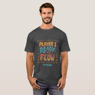 Camiseta Jogador 1 Pronto Para Fluir Retro Arcade Gamer Pes