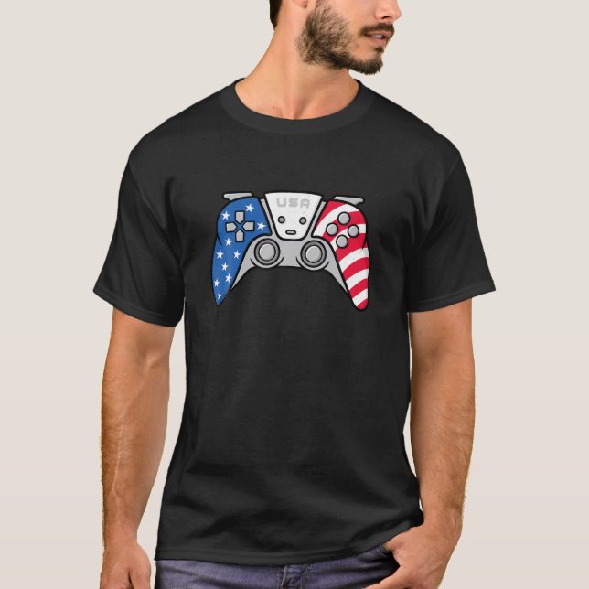 Camiseta Jogador 4 De Julho Gamepad Vídeo Jogo Americano (Frente)
