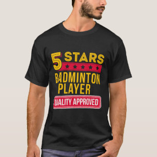 Camiseta Jogador Badminton de 5 Estrelas - Engraçado Racque