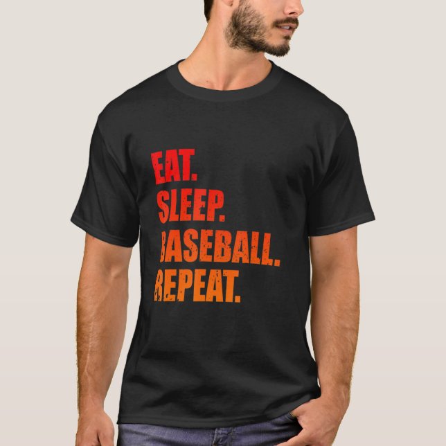 Camiseta Jogador Baseball Repetitivo De Beisebol Com Sono (Frente)