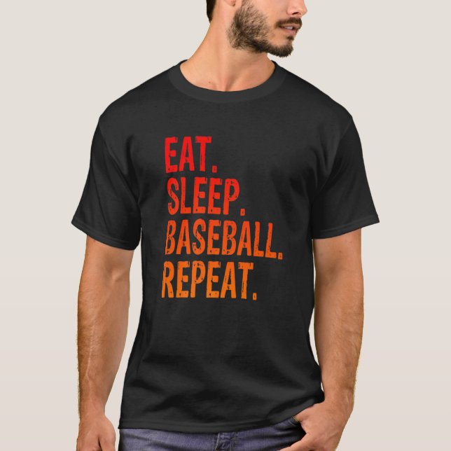Camiseta Jogador Baseball Repetitivo De Beisebol Com Sono (Frente)