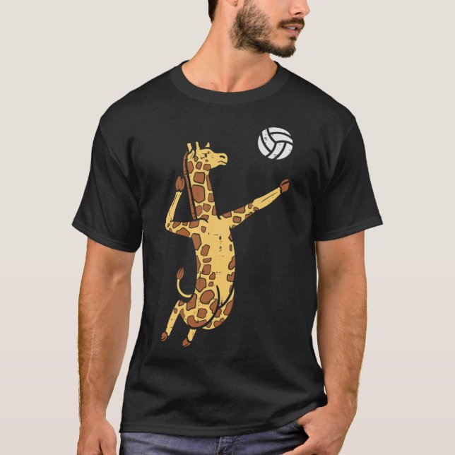 Camiseta Jogador Clássico T-Sh Jogador de Voleibol Girafa (Frente)