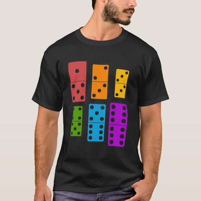 Camiseta Jogador Colorido Dominoes Bones Domino (Frente)