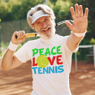 Camiseta Jogador da Equipe de Tênis da Bola de Paz de Amor