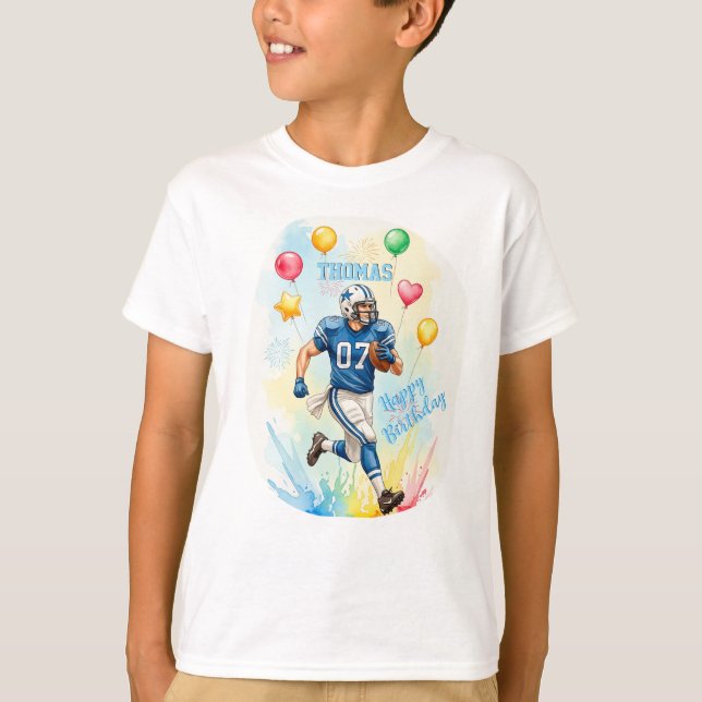 Camiseta Jogador de Aniversário, Balões, Fogos De Artifício (Frente)