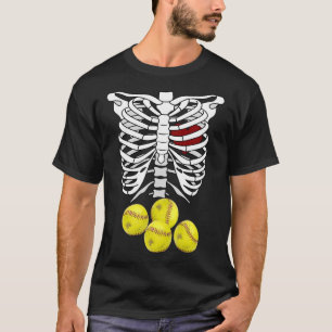 Camiseta Jogador de Aparência Raparigas Red Softball Stitch