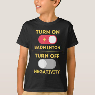 Camiseta Jogador de Badminton Ativar Jogo Desativar Negativ