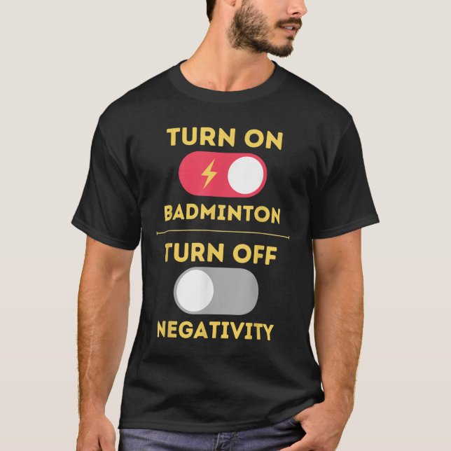 Camiseta Jogador de Badminton Ativar Jogo Desativar Negativ (Frente)