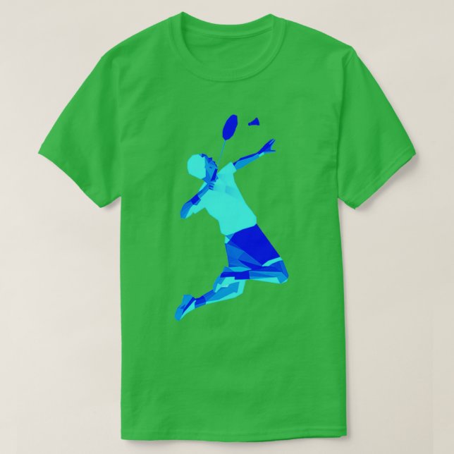 Camiseta Jogador de Badminton Azul Maravilhoso Badminton T (Frente do Design)